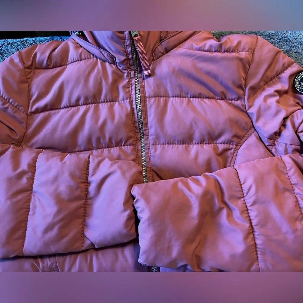Abercrombie & Fitch Packable Puffer Coat Women Small Pink Removable Hood - Picture 4 of 6